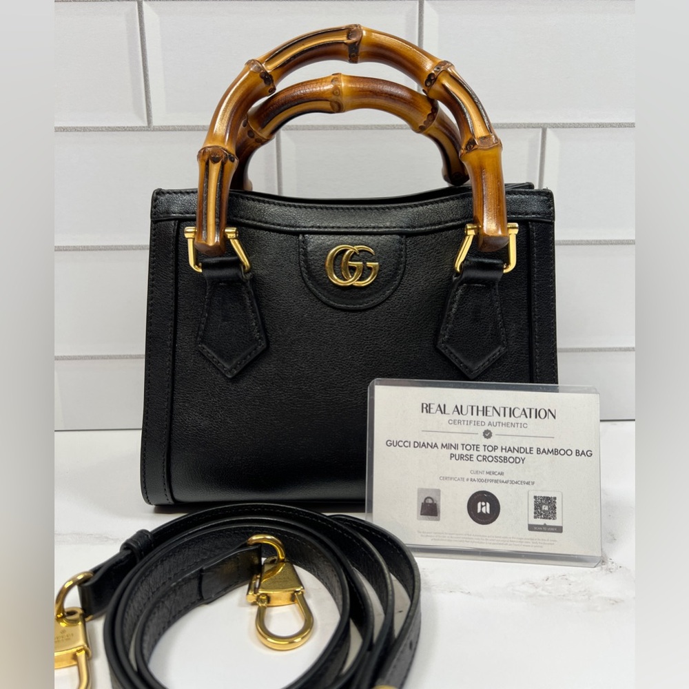 Gucci Diana Mini Tote Top Handle Bamboo Bag Purse Crossbody